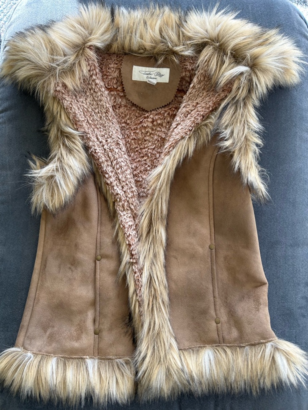 Tasha Polizzi Faux Suede & Fur Vest | Western Boho | Size S | $185 Retail